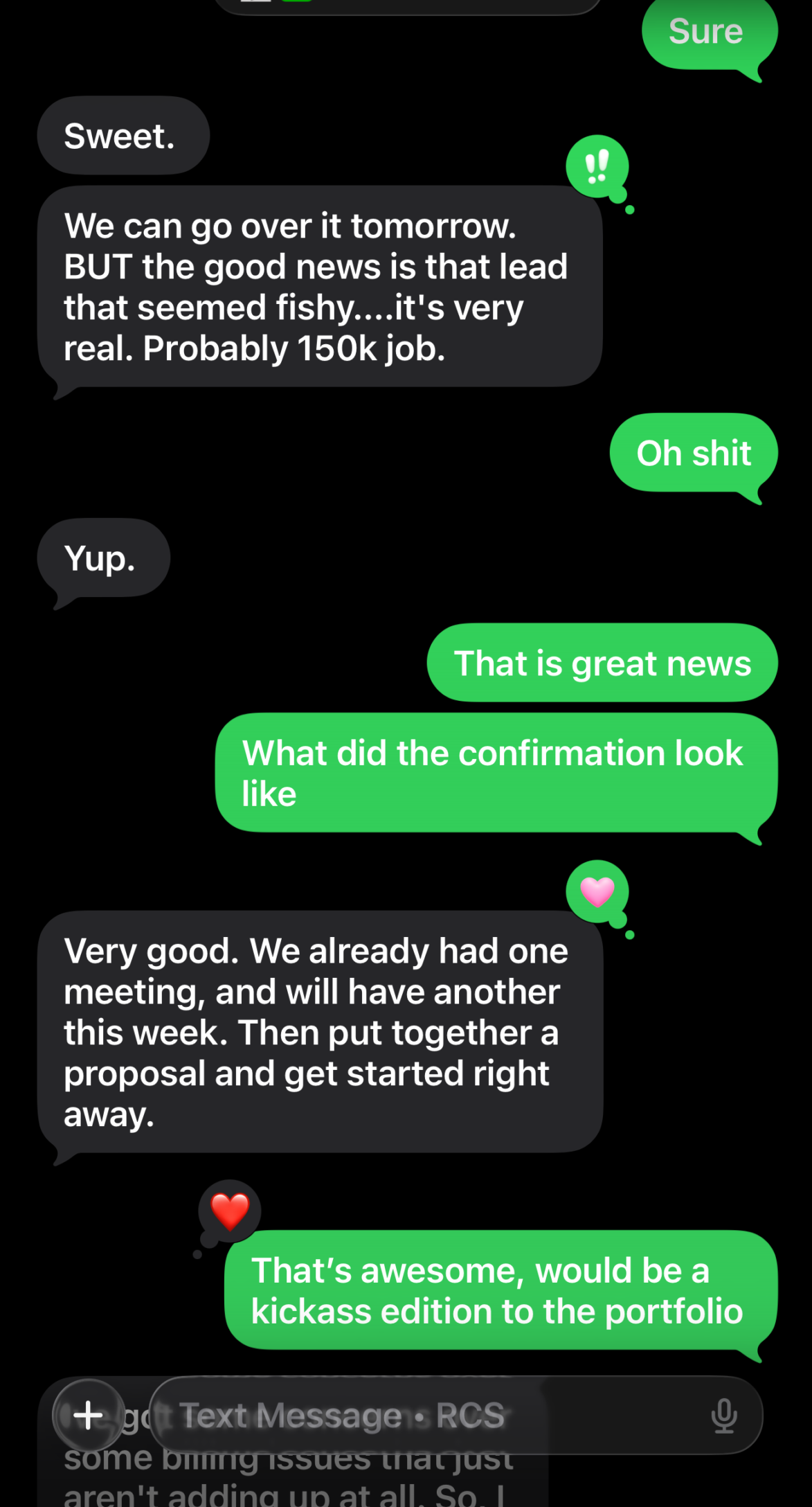 Client text message win