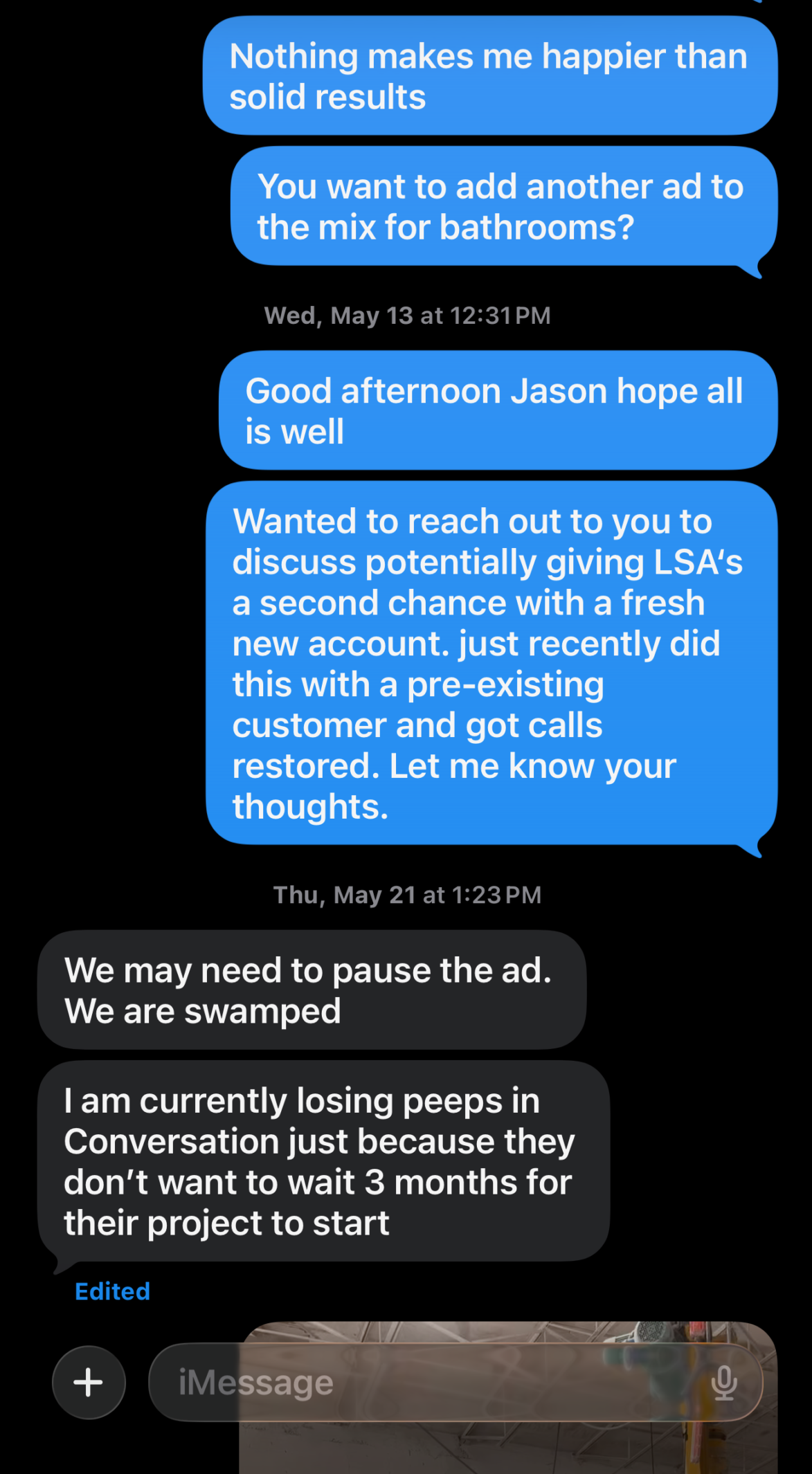 Client text message win