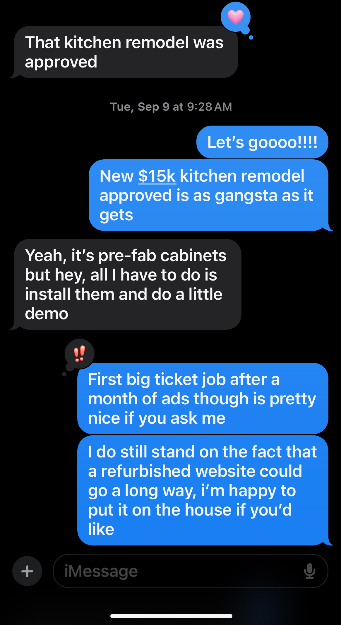Client text message win